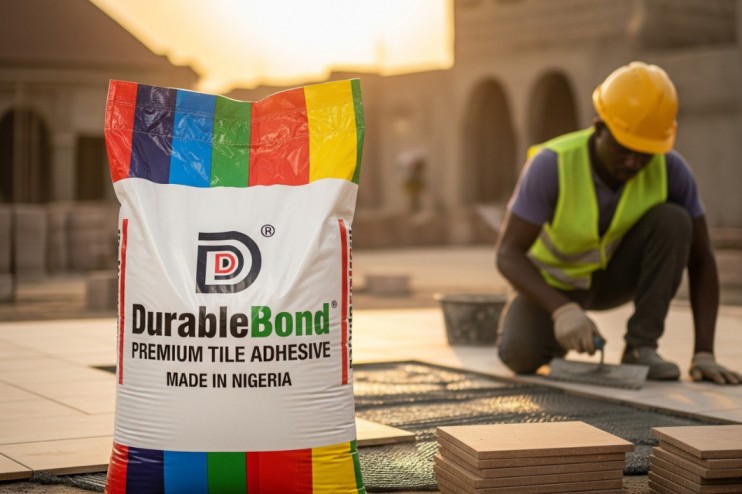 Tile adhesive in Nigeria used for floor tile installation.